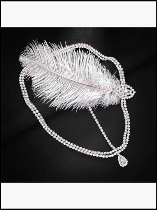 Vintage Crystal Feather Flapper Headpiece for Gatsby Costume Hair Jewelry main image 5